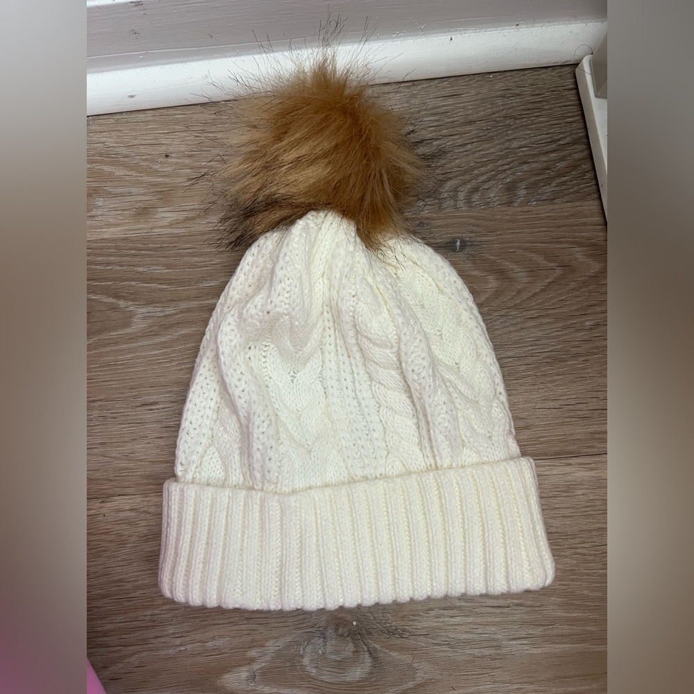 NWT J. Crew Cream Knit Pom-Pom Beanie